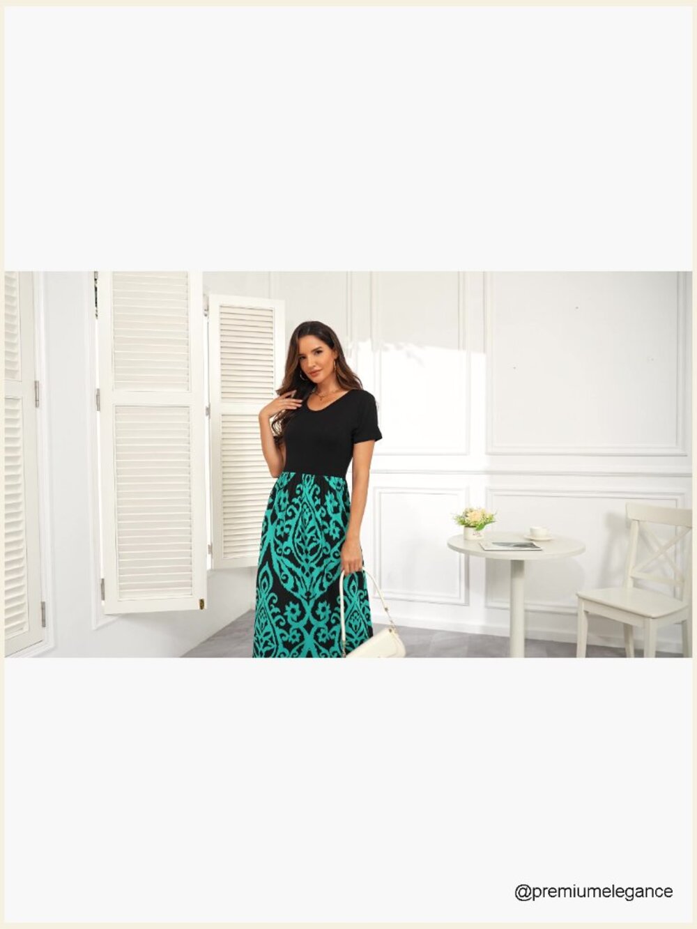 Petite Maxi Dress with Pockets, Short Sleeve, Flowy Summer Casual - Picture 7 of 7